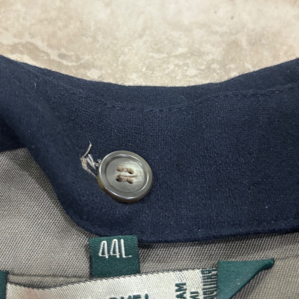 Lauren Ralph Lauren Olive Green Trench Coat with Navy Collar - Picture 8 of 16